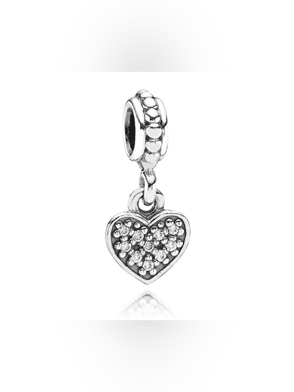 Authentic Pandora Pave Heart Dangle Clear CZ S925 Ale Charm